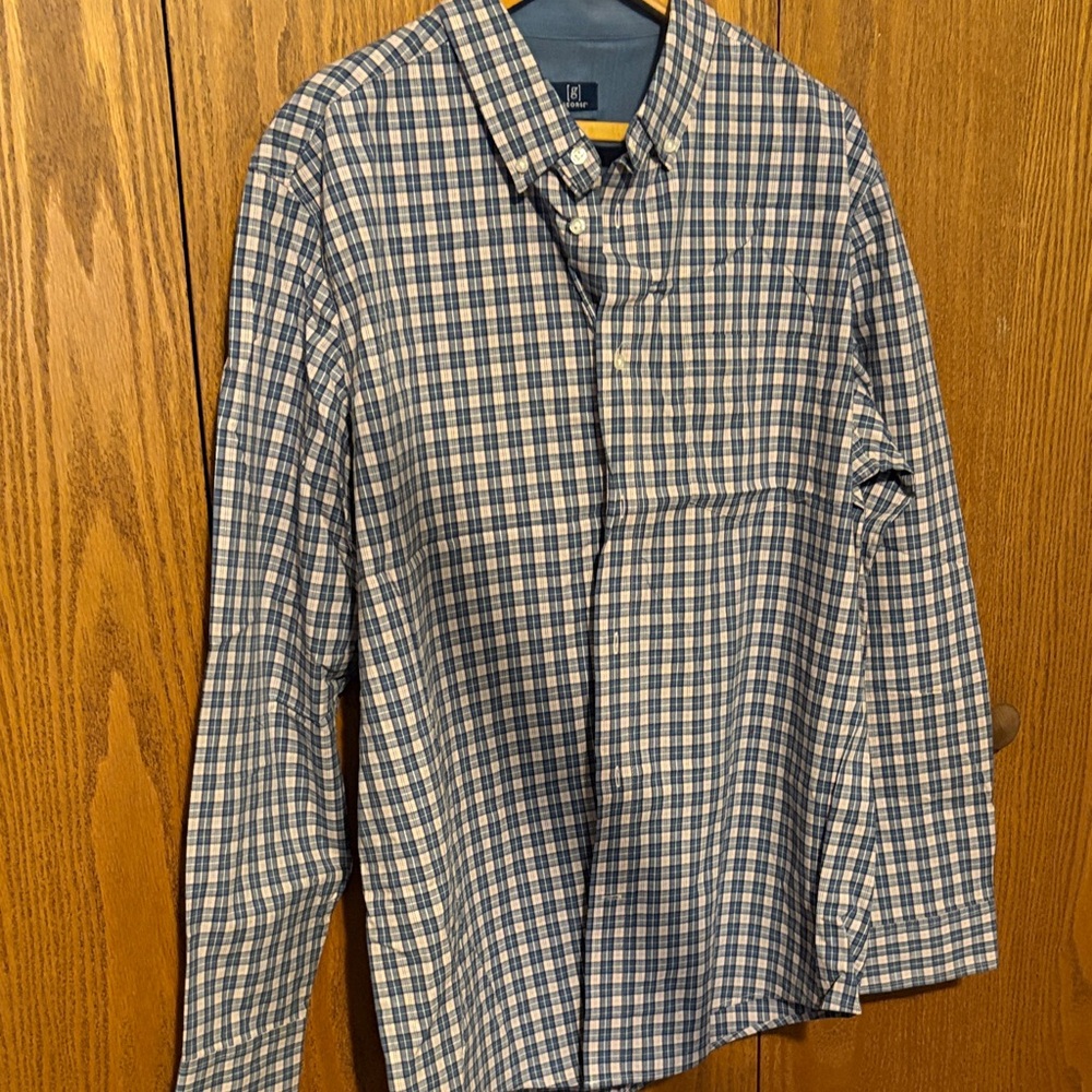 Blue and light pink Checkered Long Sleeve Shirt